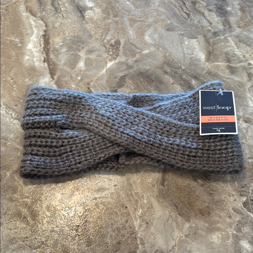 Gray knit winter headband
